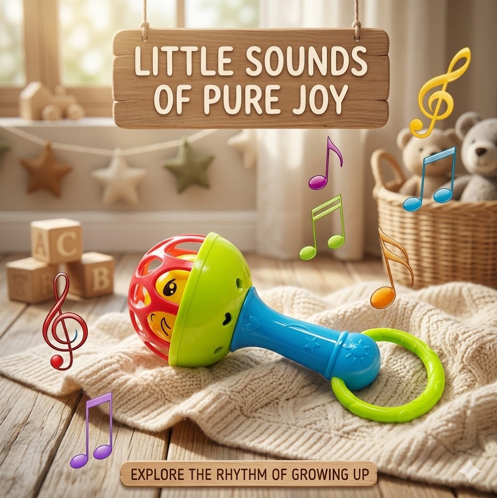 Baby Sensory Musical Drum & Shaker Bell | Colorful Grasping Toy