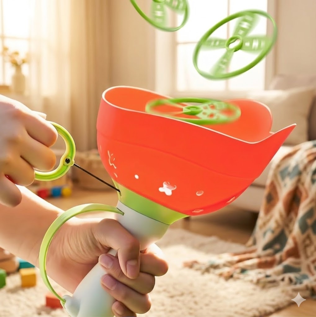 Frog Pull-String Flying Saucer Toy | Kids Outdoor Flying Disc Game with 6 Discs