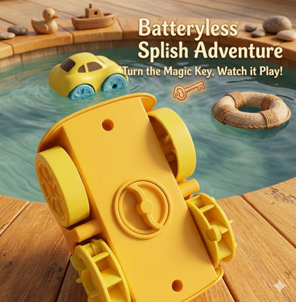 Infant & Toddler Wind-Up Bath Toy – Amphibious Vehicle for Pool & Play, Water Chain Included, Easter Basket Filler